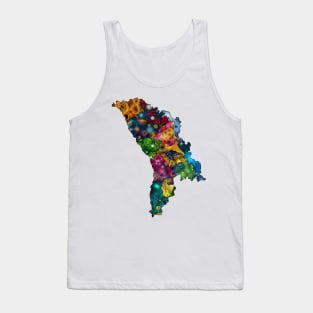 Spirograph Patterned Moldova Administrative Divisions Map Tank Top
